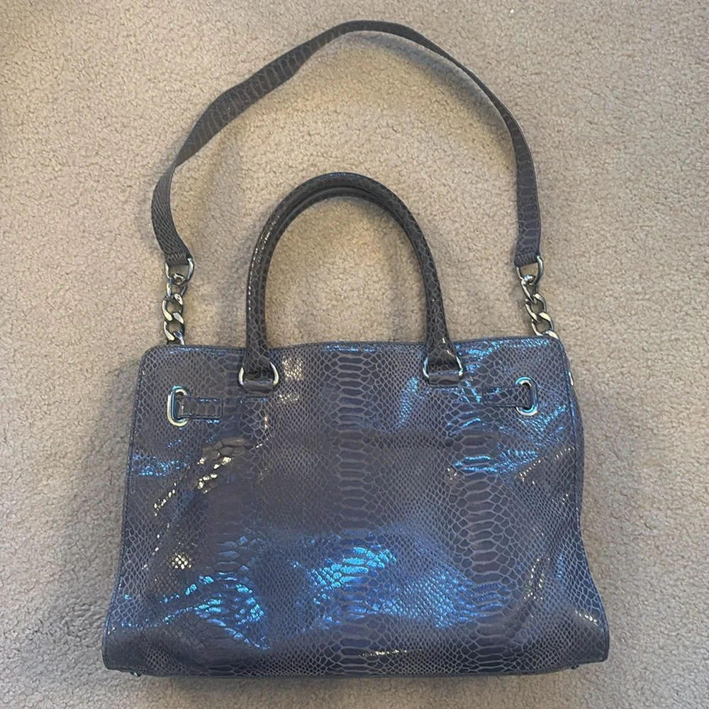 MICHAEL KORS |‎ Python embossed hamilton handbag in pewter - EUC
